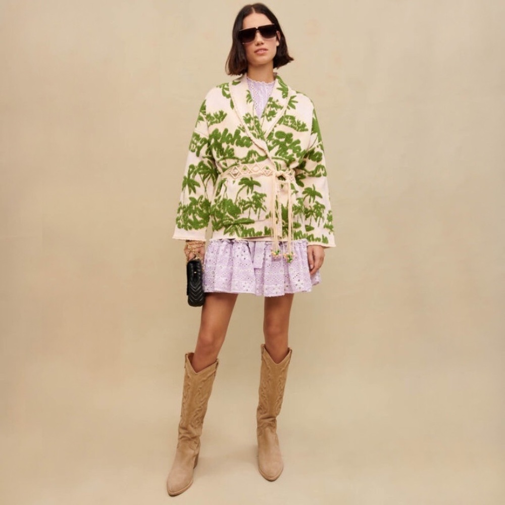 NWT Maje Aloha Cardigan with Palm Tree Motifs